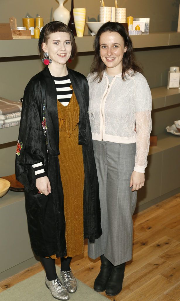 Alana Conlon and Louise Lawlor at the exclusive industry event at Kildare Village, which welcomed Zowie Broach, Head of Fashion at the RCA, to speak to a group of young Irish design students (Photo by Kieran Harnett)