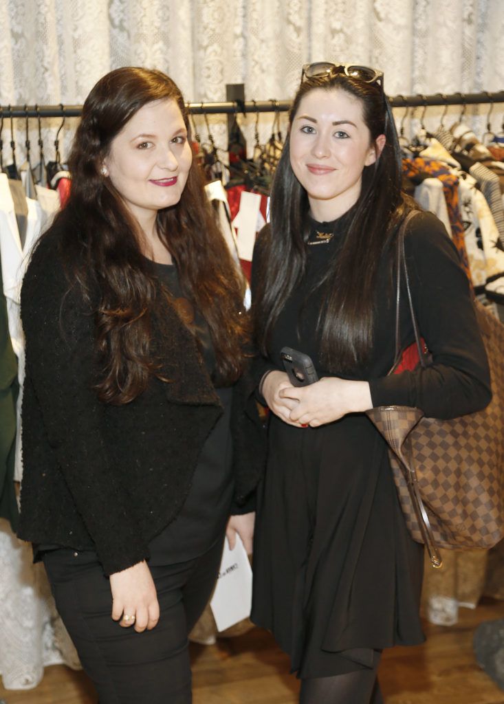 Emily Kelly and Katie McGuigan at the exclusive industry event at Kildare Village, which welcomed Zowie Broach, Head of Fashion at the RCA, to speak to a group of young Irish design students (Photo by Kieran Harnett)