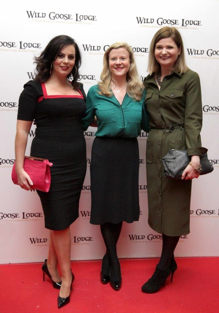 Pictured are, from left, Met Eireann’s, Audrey Mcgrath, Nuala Carey and Michelle Dylan at the opening night of the Wild Goose Lodge movie at the Savoy Cinema. Photo: Mark Stedman