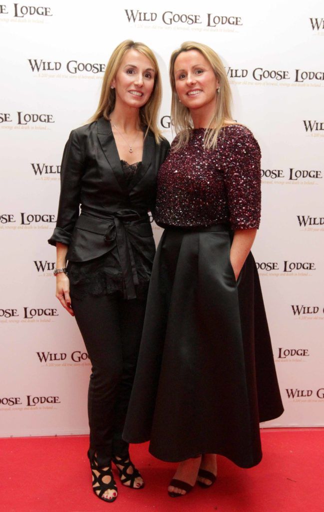 Pictured are Michelle McNulty, left, and Caroline Donohue at the opening night of the Wild Goose Lodge movie at the Savoy Cinema. Photo: Mark Stedman