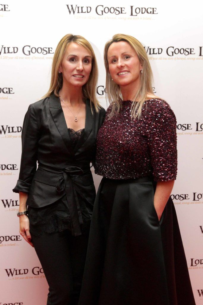 Pictured are Michelle McNulty, left, and Caroline Donohue at the opening night of the Wild Goose Lodge movie at the Savoy Cinema. Photo: Mark Stedman