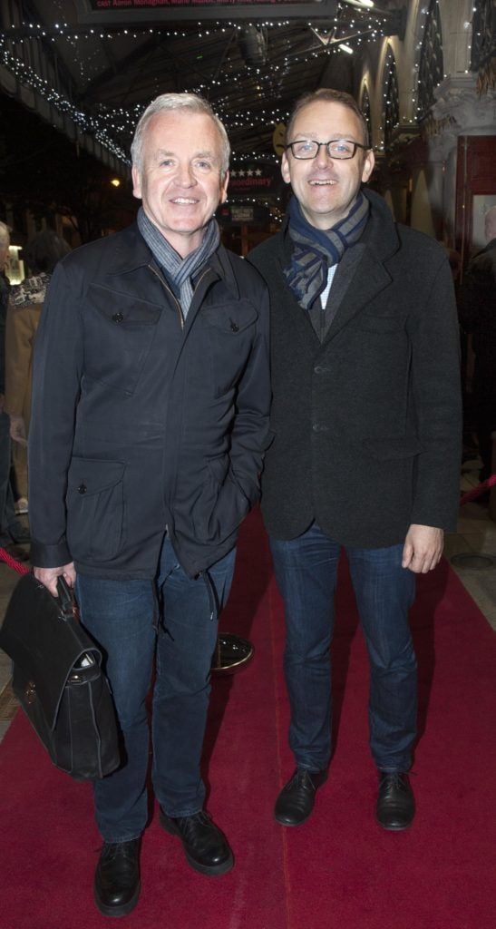 Denis Looby and Loughlin Deegan at the opening night of Druid's production of The Beauty Queen of Leenane by Martin McDonagh at The Gaiety Theatre, Dublin which runs until 29th October (Picture:Brian McEvoy).