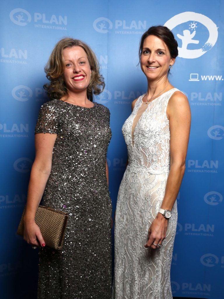Pictured are Kate Shalloe and Ciara Drew at the Plan International Ireland annual Because I am a Girl Ball (BIAAG) in the Shelbourne Hotel, 22/10/16. Picture Jason Clarke