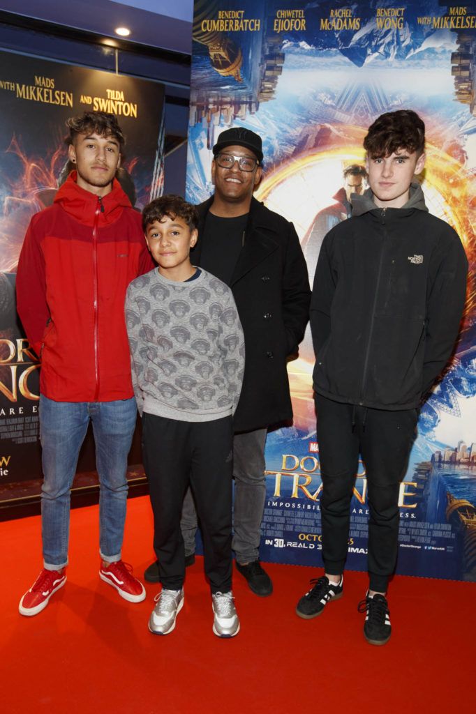 Cooper, Lucas and Darren Thompson with Ollie Fay pictured at the special preview screening of Marvel Studios' Doctor Strange in Cineworld Dublin. Picture Andres Poveda