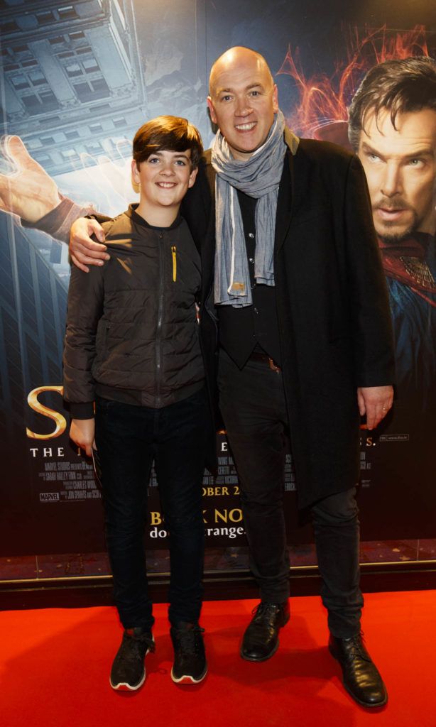 Tony Tormey and son  Maxpictured at the special preview screening of Marvel Studios' Doctor Strange in Cineworld Dublin. Picture Andres Poveda