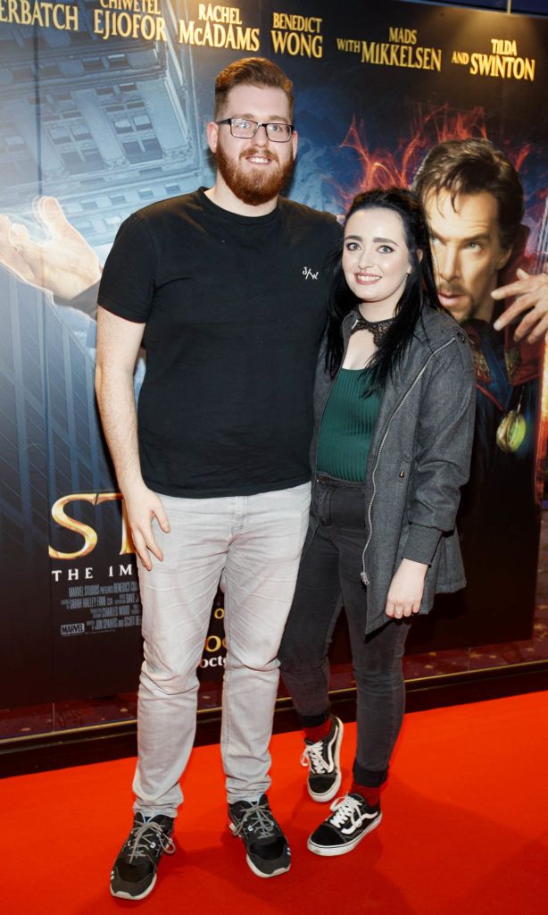 Ian Doherty and Katie Woods pictured at the special preview screening of Marvel Studios' Doctor Strange in Cineworld Dublin. Picture Andres Poveda