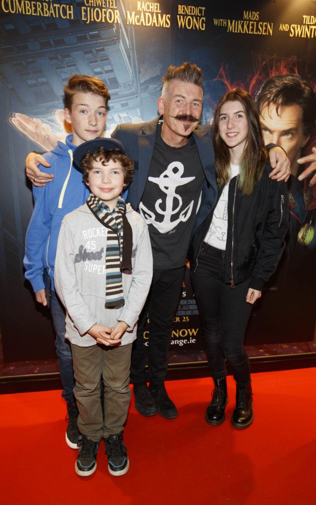 Jerry Fish with family Charlie, Sam and Ella Wheelan pictured at the special preview screening of Marvel Studios' Doctor Strange in Cineworld Dublin. Picture Andres Poveda