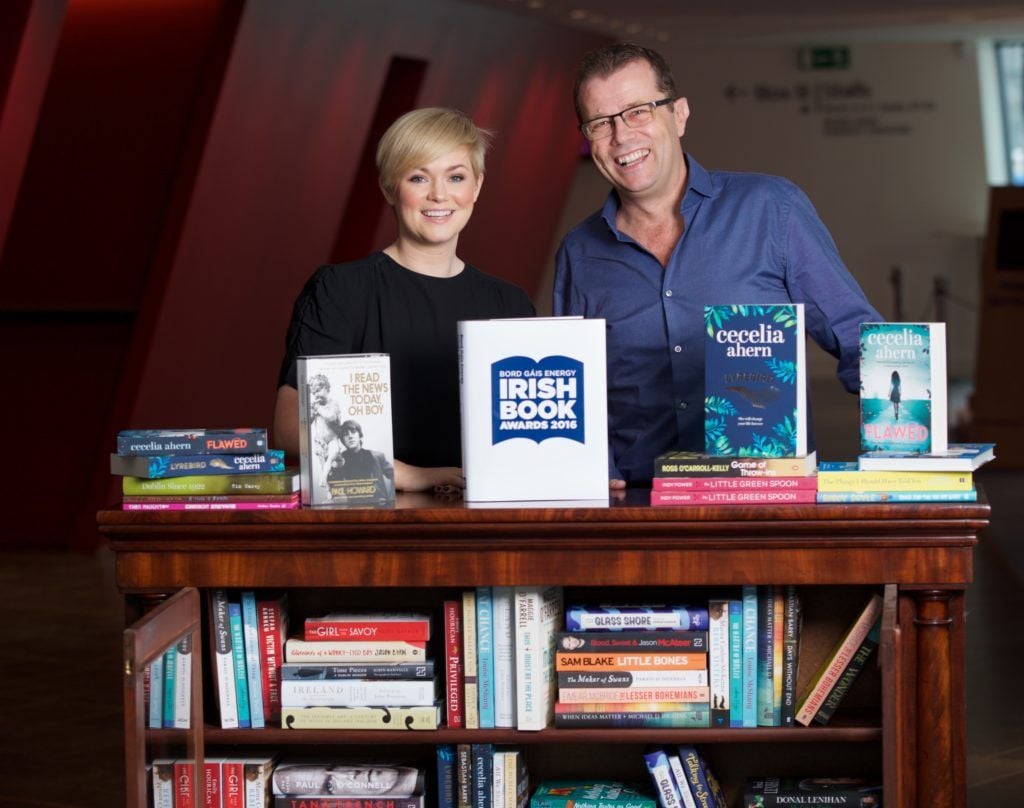 Pictured at the Bord Gais Energy Irish Book Awards Shortlist Announcement 2016 are nominated authors Cecilia Ahern and Paul Howard, 25/10/2016. Photo by Patrick Bolger