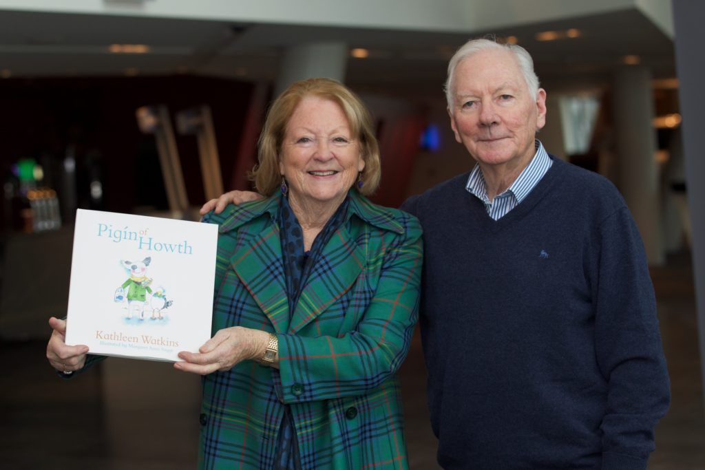 Pictured at the Bord Gais Energy Irish Book Awards Shortlist Announcement 2016 is nominated author Kathleen Watkins with her husband Gay Byrne, 25/10/2016. Photo by Patrick Bolger