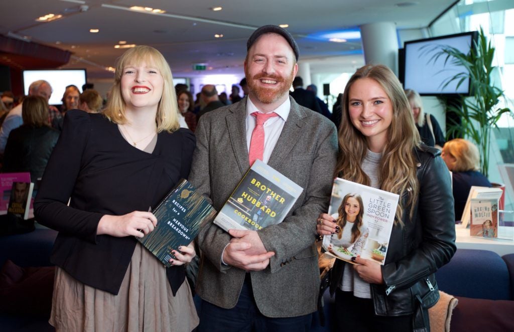 Pictured at the Bord Gais Energy Irish Book Awards Shortlist Announcement 2016 are nominated authors Sophie White, Garrett Fitzgerald and Indy Power, 25/10/2016. Photo by Patrick Bolger