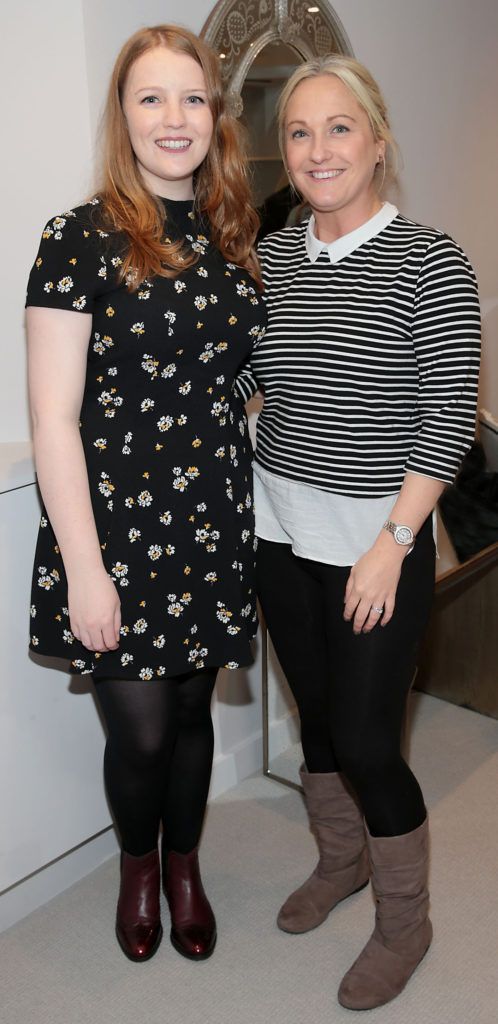 Leah Kilcullen and Niamh White pictured at the unveil of The Anthony Peto Christmas Hat Collection in South Anne Street, Dublin (Picture: Brian McEvoy)