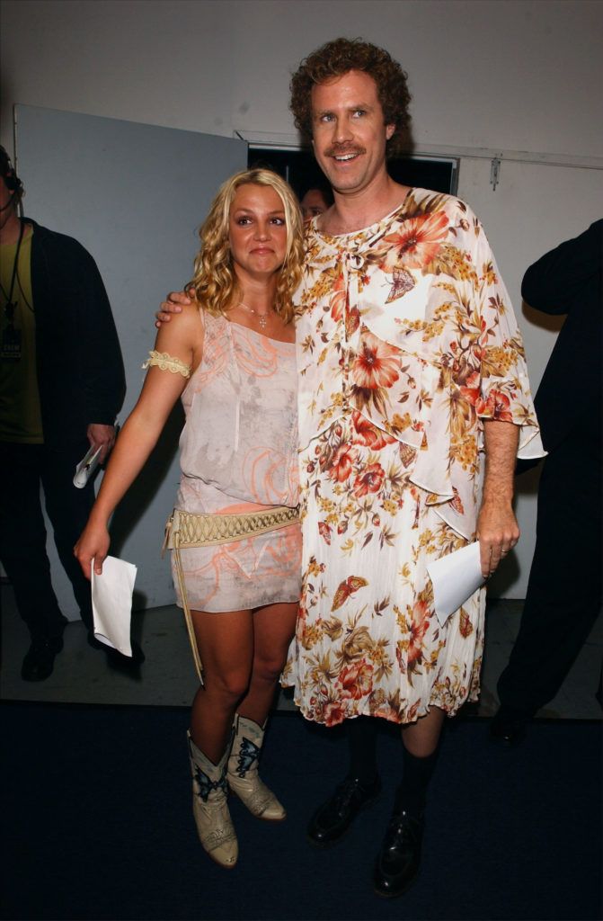 SANTA MONICA, CA - APRIL 12:  Britney Spears and Will Ferrel during Nickelodeon's 16th Annual Kids' Choice Awards at the Barker Hangar April 12, 2003 in Santa Monica, California.  (Photo by Frank Micelotta/Getty Images)