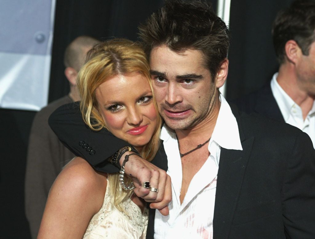 HOLLYWOOD - JANUARY 28:  Singer Britney Spears and actor Colin Farrell arrive at the premiere of "The Recruit" at the Cinerama Dome on January 28, 2003 in Hollywood, California. (Photo by Kevin Winter/Getty Images)
