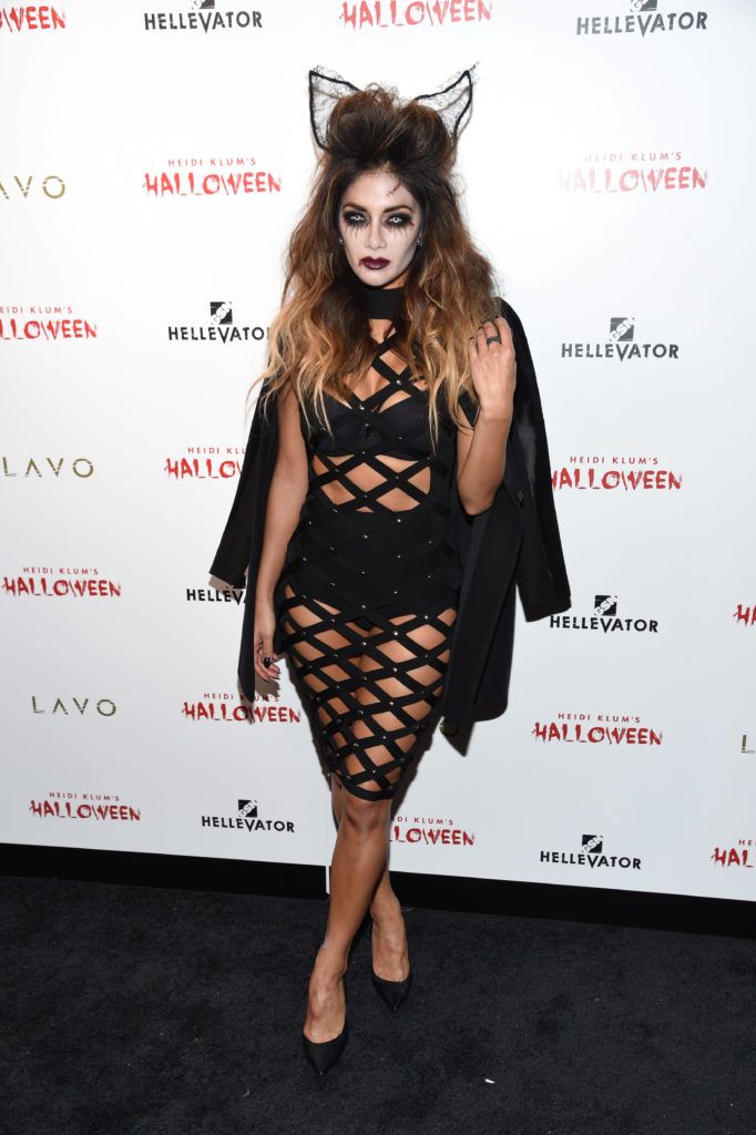 Nicole Scherzinger attends Heidi Klum's 16th Annual Halloween Party sponsored by GSN's Hellevator And SVEDKA Vodka At LAVO New York on October 31, 2015 in New York City.  (Photo by Nicholas Hunt/Getty Images for Heidi Klum)