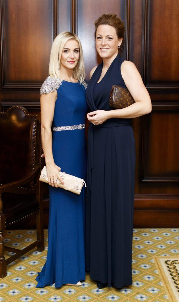 Anna Borza and Elva Roache-Kelly pictured at the Powerscourt Golf Club 20th Anniversary gala dinner in the Powerscourt Hotel in Enniskerry. Picture Andres Poveda