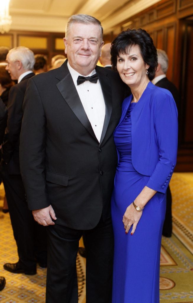 Paul and Fiona Farrar  pictured at the Powerscourt Golf Club 20th Anniversary gala dinner in the Powerscourt Hotel in Enniskerry. Picture Andres Poveda