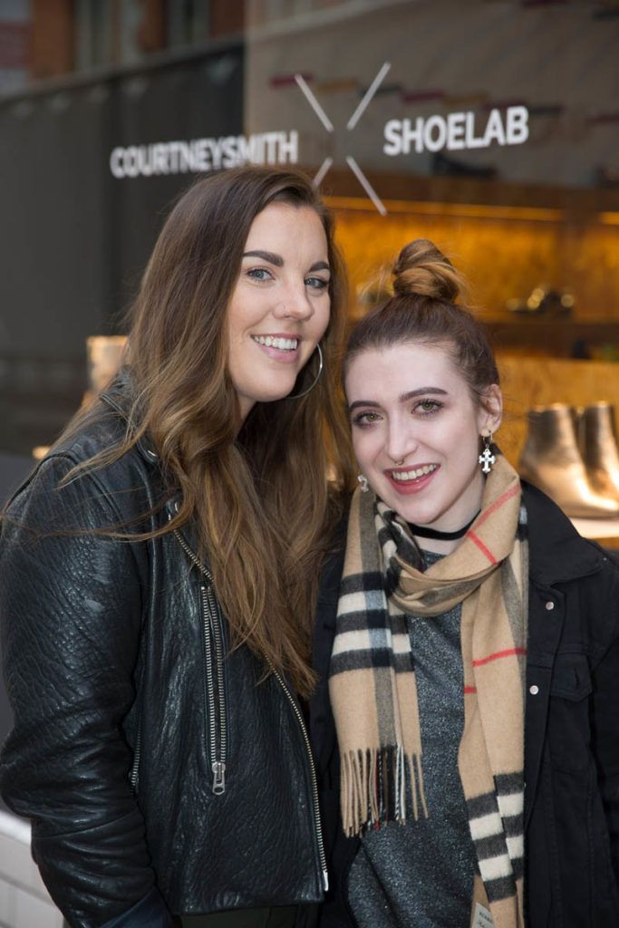 Sarah Hanrahan Dublin 8 and Leanne Woodfull Dublin 18 as Stylist Courtney Smith and Buffalo Shoe Lab co-create new capsule collection of iconic boots. Store located on Exchequer Street.. Photo by Kenneth O' Halloran