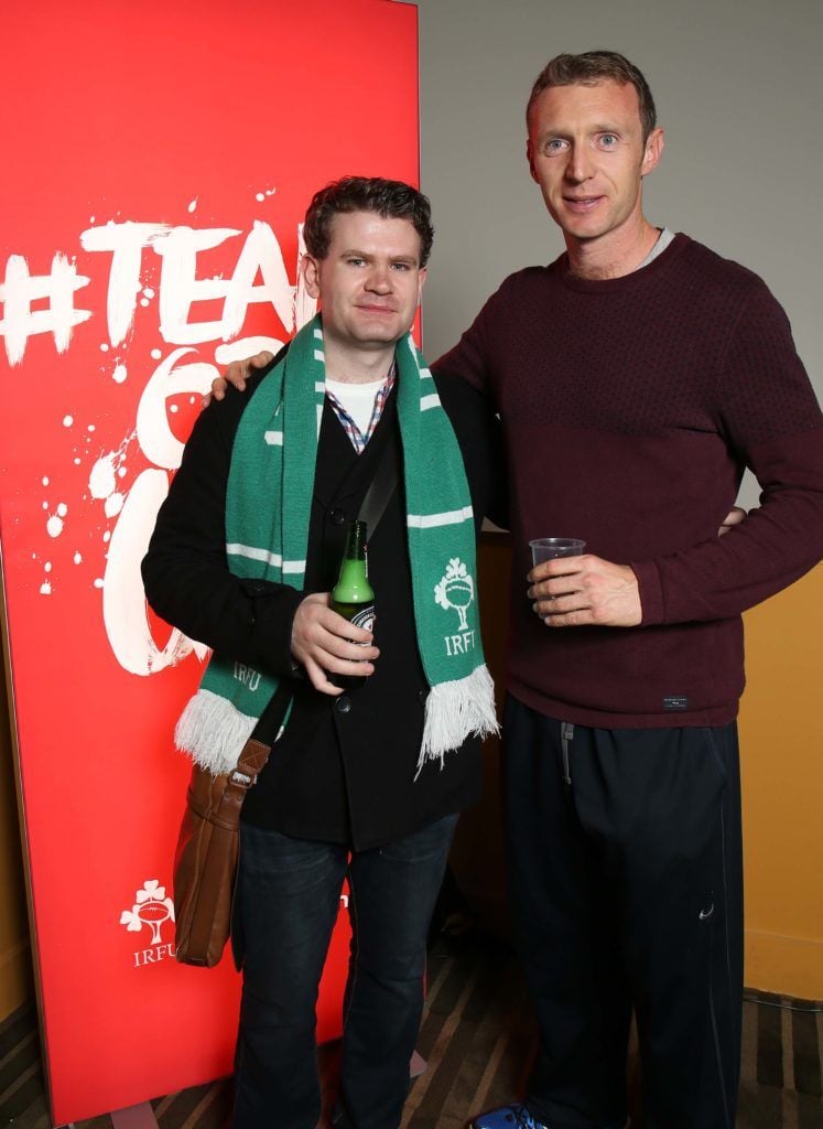 Robert Joyce and Vincent Clohisey, pictured at Vodafone's preview screening of 'Irish Rugby: What We Did Last Summer', a documentary chronicling Ireland's historic summer tour to South Africa, in the Odeon Point Village. Pic. Robbie Reynolds