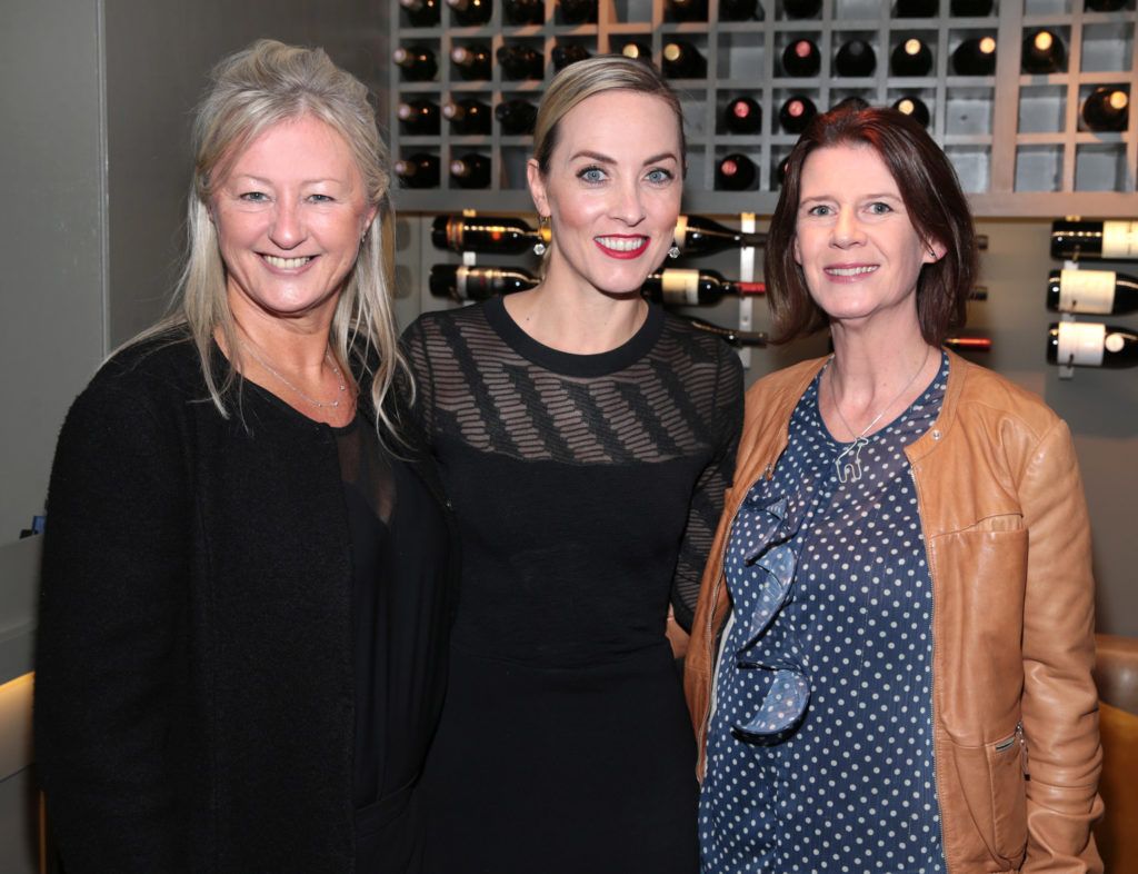 Kathryn Thomas with friend's Susan Ebrill and Tracy O Connor pictured at the launch of the terrace at Asador Restaurant on Haddington Road,Dublin (Picture:Brian McEvoy).