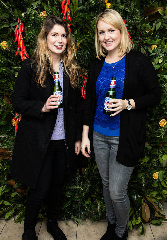 Genna Patterson and Hannah Popham pictured at Peroni Nastro Azzurro's exclusive dinner to launch Peroni Nastro Azzurro Gluten Free. Guests gathered in Coppa Café on Thursday, 10th November, 2016 for the private dinner hosted by global brand ambassador, Federico Riezzo. Photo: Anthony Woods