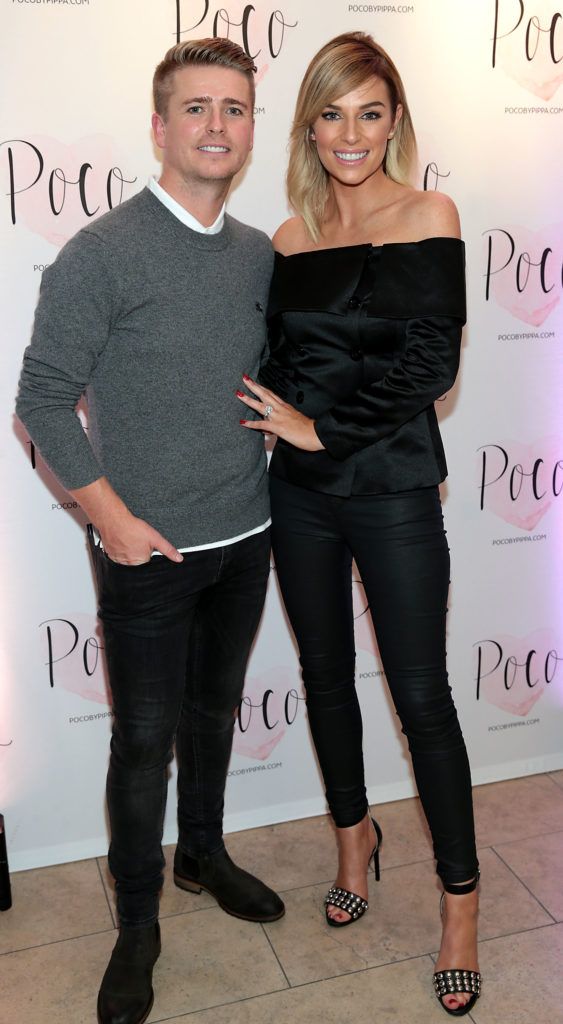 Brian Ormond and Pippa O'Connor at the launch of new denim brand POCO by Pippa at the RHA Gallery, Dublin (Picture Brian McEvoy).
