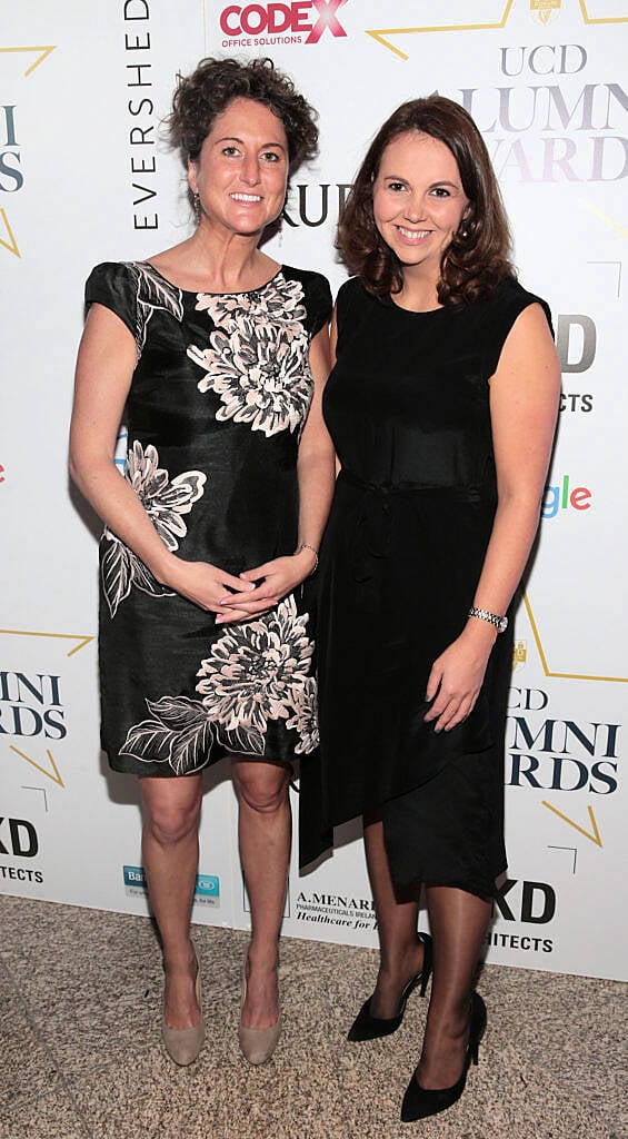 Tina Pittock and Angela Mitchell at the UCD Alumni Awards 2016 at O Reilly Hall in UCD, Dublin (Picture: Brian McEvoy).