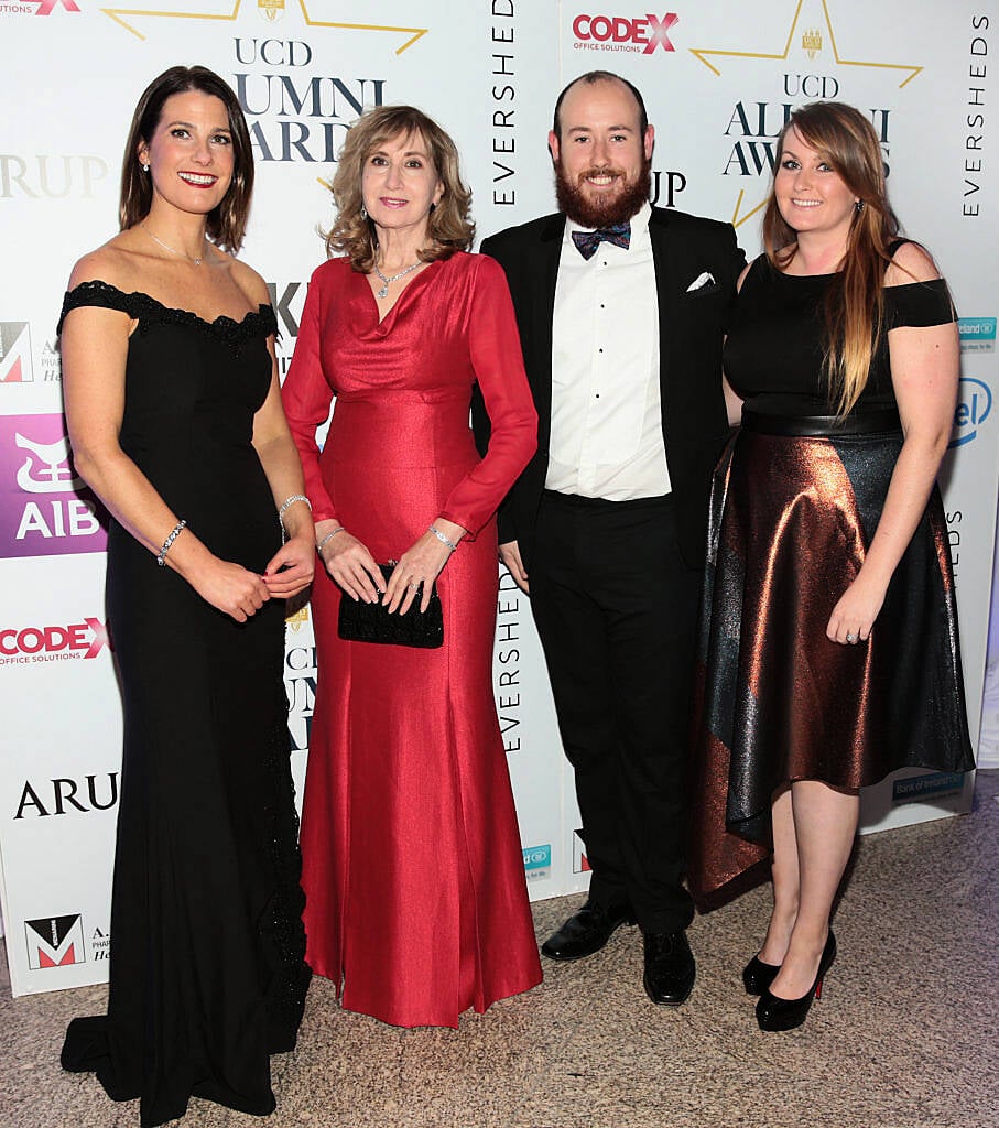 Orla Tighe, Angela Moore, John Hannon and Ashlyn Hannon at the UCD Alumni Awards 2016 at O Reilly Hall in UCD, Dublin (Picture: Brian McEvoy).