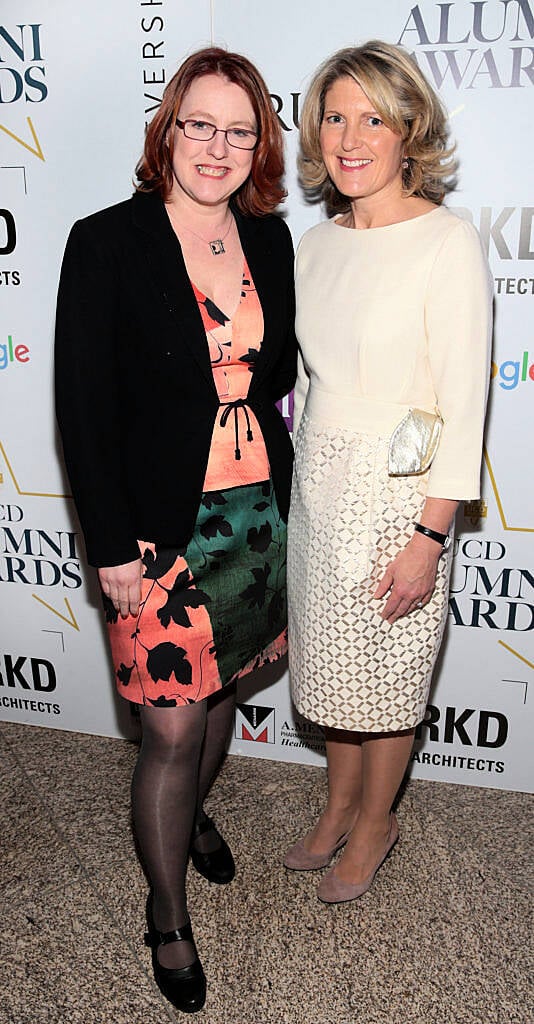 Alice May Higgins and Ciara Gaynor at the UCD Alumni Awards 2016 at O Reilly Hall in UCD, Dublin (Picture: Brian McEvoy).