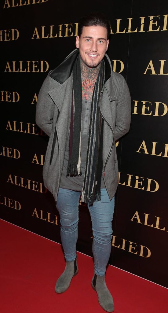 Jeremy McConnell at the Irish premiere screening of Brad Pitt's film Allied at the Savoy Cinema, Dublin (Picture Brian McEvoy).