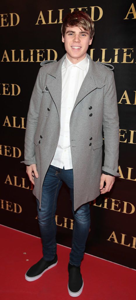 Jay Duffy at the Irish premiere screening of Brad Pitt's film Allied at the Savoy Cinema, Dublin (Picture Brian McEvoy).