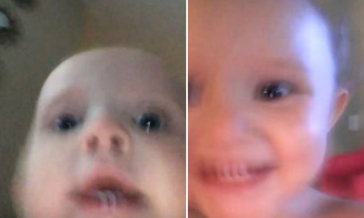 Watch: This baby running away with a stolen phone while it's recording is just glorious