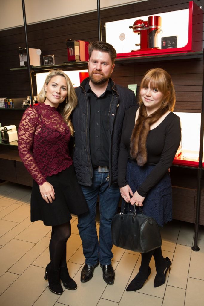 Sam Lafford and Chloe Townsend and Natasha Sherling at the launch of N Magazine's #27 Edition by Nespresso in the Nespresso Boutique, Duke Street Dublin