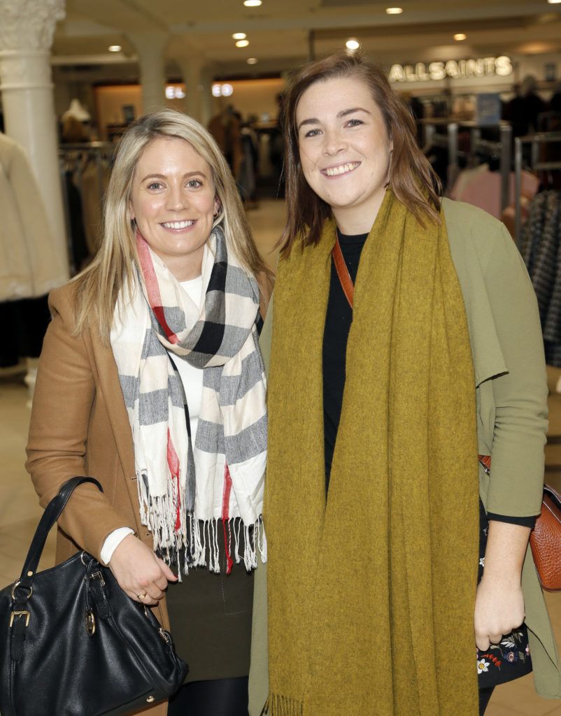 Sarah Dromey and Claire O'Driscoll at the Arnotts Christmas Night In for Wondercard customers. Photo Kieran Harnett