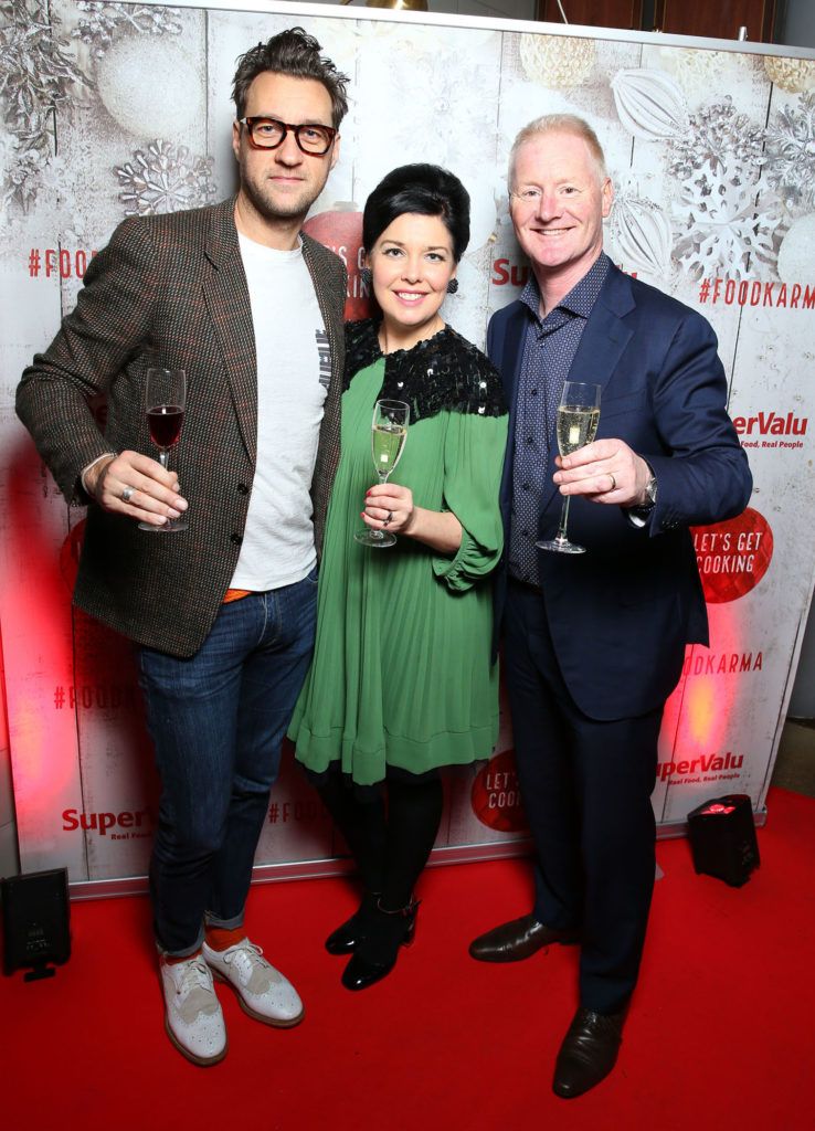 Federico Riezzo, Sharon Hearne-Smith and Ray Kelly pictured at SuperValu's celebration of local and Irish at Christmas event in Charlotte Quay, 23/11/16. Pic: Marc O'Sullivan