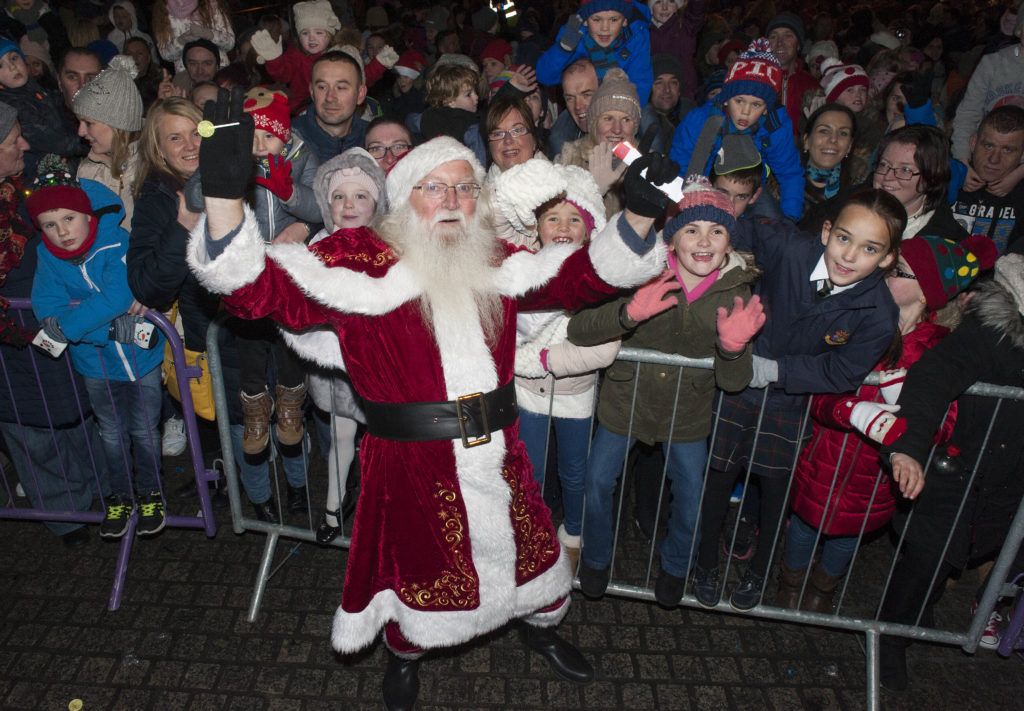 Santa leading a sing song with children before turning on the Christmas lights at the opening weekend of Winterval Festival in Waterford, Ireland's biggest and best Christmas Festival with a sparkling programme of over 30 different events and activities. Pic Patrick O'Leary
