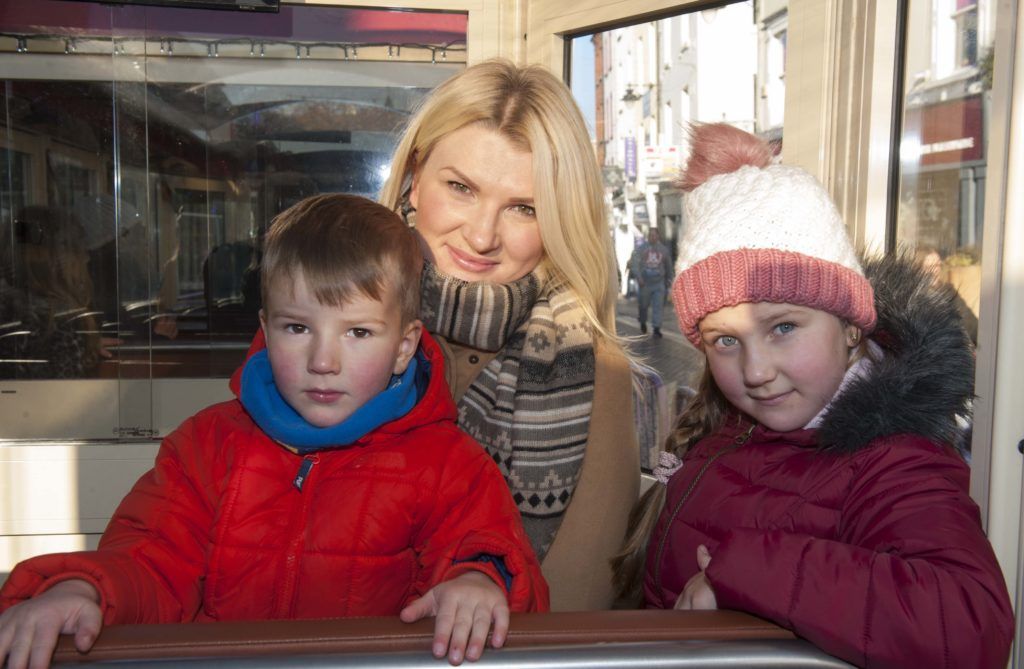 David (age 3) Arlina and Milana Dreglea 9 (age 6) take a magical train ride at the opening weekend of Winterval Festival in Waterford, Ireland's biggest and best Christmas Festival with a sparkling programme of over 30 different events and activities. Pic Patrick O'Leary
