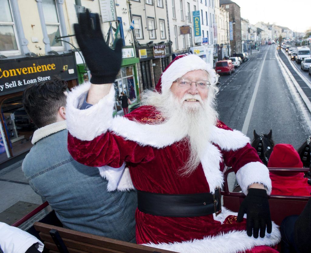 Santa arrives to  turn on the Christmas lights at the opening weekend of Winterval Festival in Waterford, Ireland's biggest and best Christmas Festival with a sparkling programme of over 30 different events and activities. Pic Patrick O'Leary