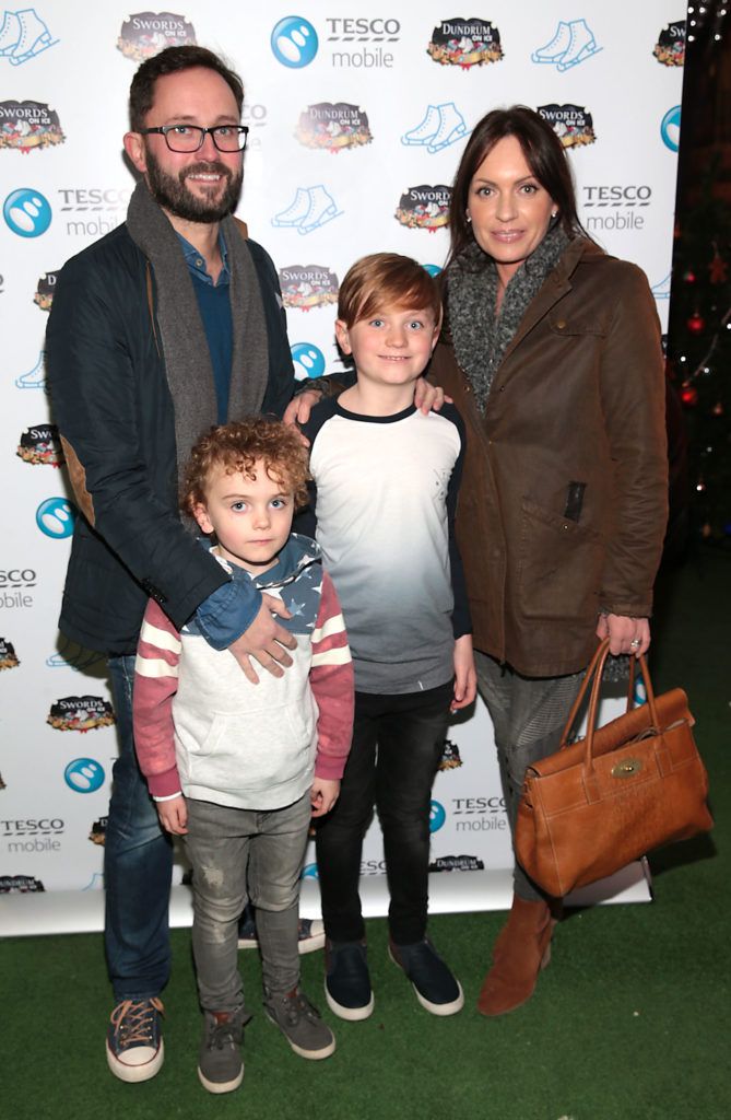 Damien Lynch, Ethan Lynch, Euwan Lynch and Clodagh Lenehan  pictured at the Tesco Mobile Ireland and Dundrum on Ice VIP evening (Picture: Brian McEvoy).