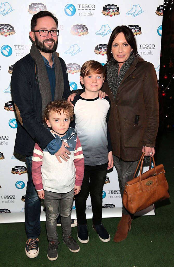 Damien Lynch, Ethan Lynch, Euwan Lynch and Clodagh Lenehan  pictured at the Tesco Mobile Ireland and Dundrum on Ice VIP evening (Picture: Brian McEvoy).