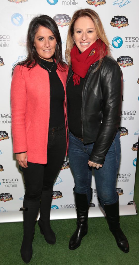Siobhan Hearne and Cait Maguire pictured at the Tesco Mobile Ireland and Dundrum on Ice VIP evening (Picture: Brian McEvoy).