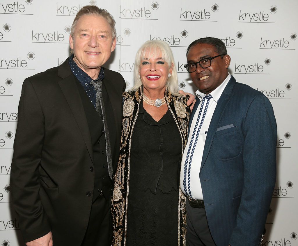 Fiar city actor Dave Duffy with Kystle owners Rangan Arulchelvan and Eileen Wright at the opening of Krystle Nightclub's new VIP Suite in Harcourt Street, Dublin (Pic Brian McEvoy).