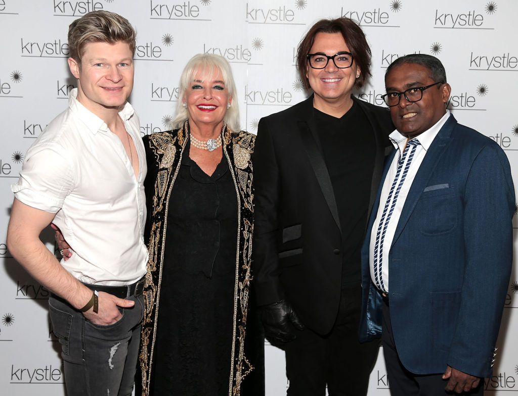 Krystle Nightclub owners Eileen Wrigh and Rangan Aruchelvan with Artis Steeven Mannion and Eamon Farrell at the opening of Krystle Nightclub's new VIP Suite in Harcourt Street, Dublin (Pic Brian McEvoy).