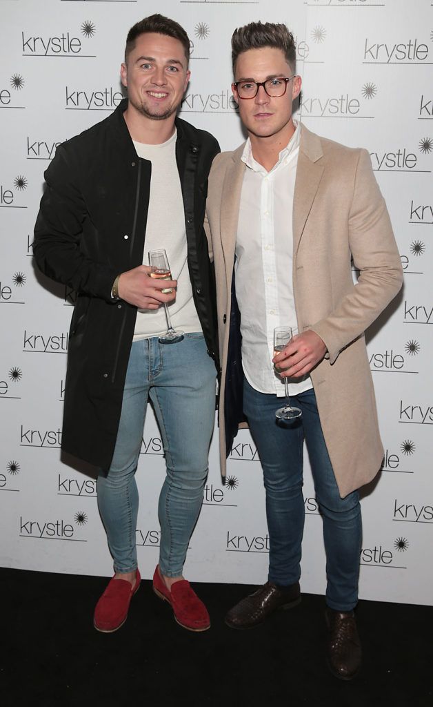 Derek Rogerson and Casey Phelan at the opening of Krystle Nightclub's new VIP Suite in Harcourt Street, Dublin (Pic Brian McEvoy).