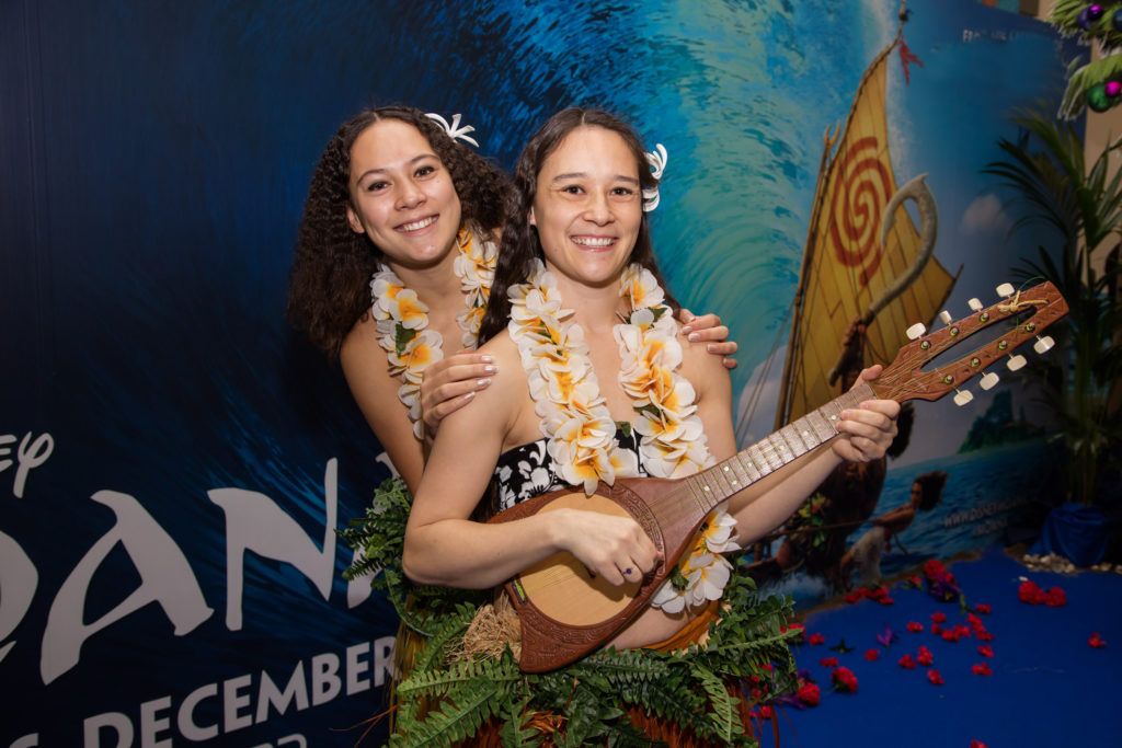 Members of the Tamure Tahiti Dance Group Hinatea and Mareva pictured at the Disney Ireland Special preview screening of ‘Moana’ at Odeon Point Village. Moana will be released nationwide on Dec 2. Photo. Anthony Woods