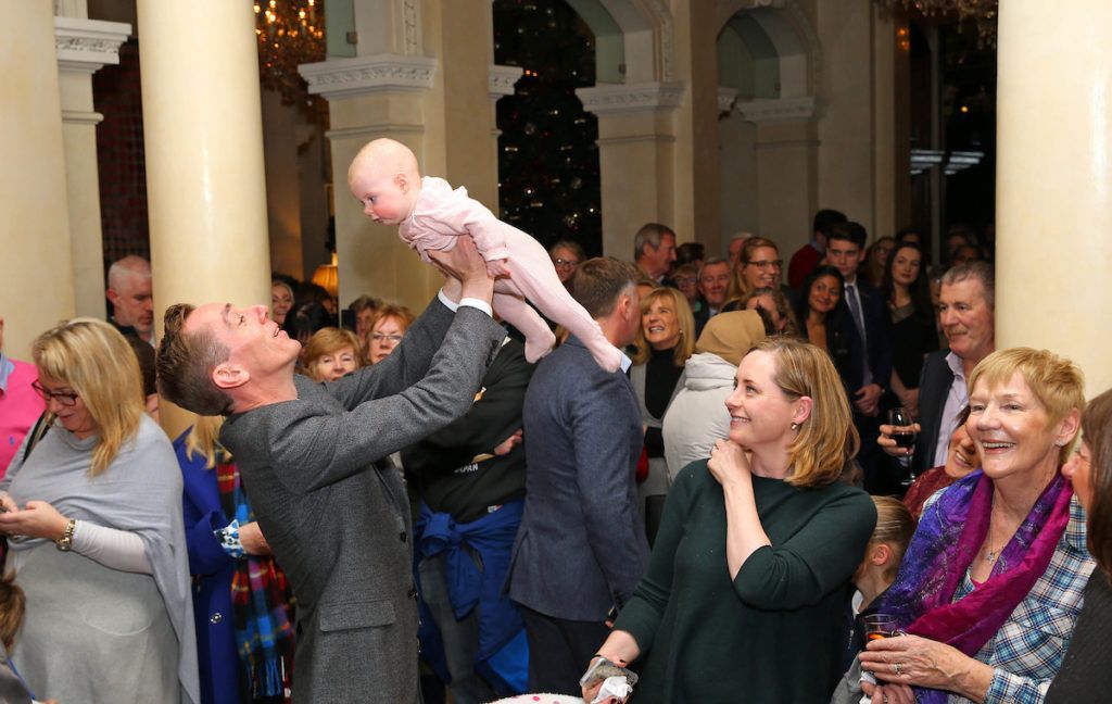 Pictured is Hannah Browne aged 4 months from Black being held aloft by Ryan Tubridy at the annual Shelbourne Hotel Christmas Tree Lighting Ceremony. With the stunning tree officially lit up by very special guest Ryan Tubridy. Pic: Marc O'Sullivan