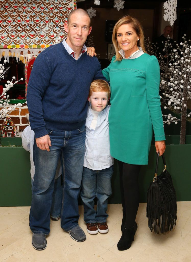 Pictured are Gareth, Nula and Ruben Curran at the annual Shelbourne Hotel Christmas Tree Lighting Ceremony. With the stunning tree officially lit up by very special guest Ryan Tubridy. Pic: Marc O'Sullivan