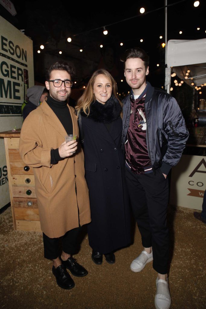 Pictured is Conor Murrman, Justine King and Brian Conway at the launch of EatYard, a new and innovative street food market space located next to The Bernard Shaw on 25/11/16. Picture Conor McCabe Photography