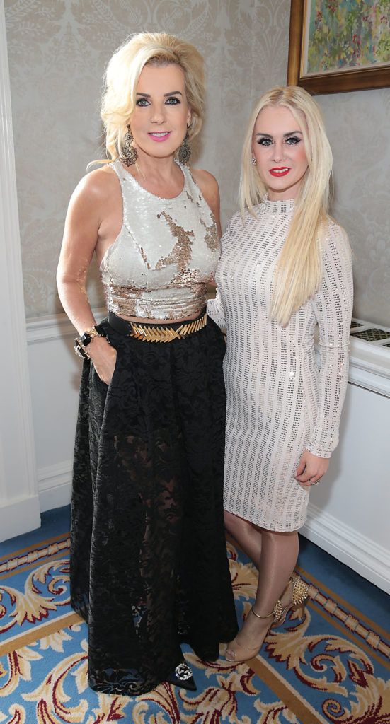 Roz Flanagan and Aisling Holly at the Cari Charity Christmas lunch at the Shelbourne Hotel, Dublin (Picture Brian McEvoy).
