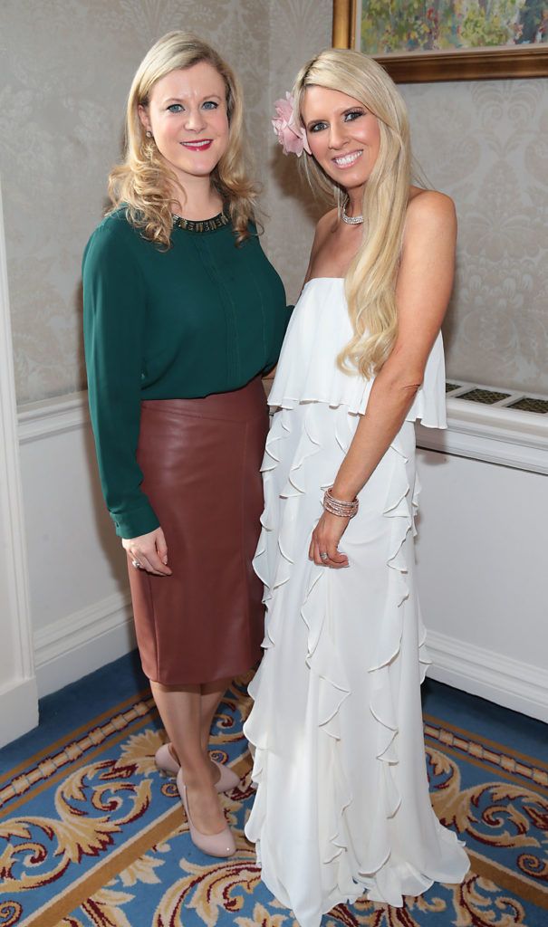 Nuala Carey and Claire Devereux at the Cari Charity Christmas lunch at the Shelbourne Hotel, Dublin (Picture Brian McEvoy).