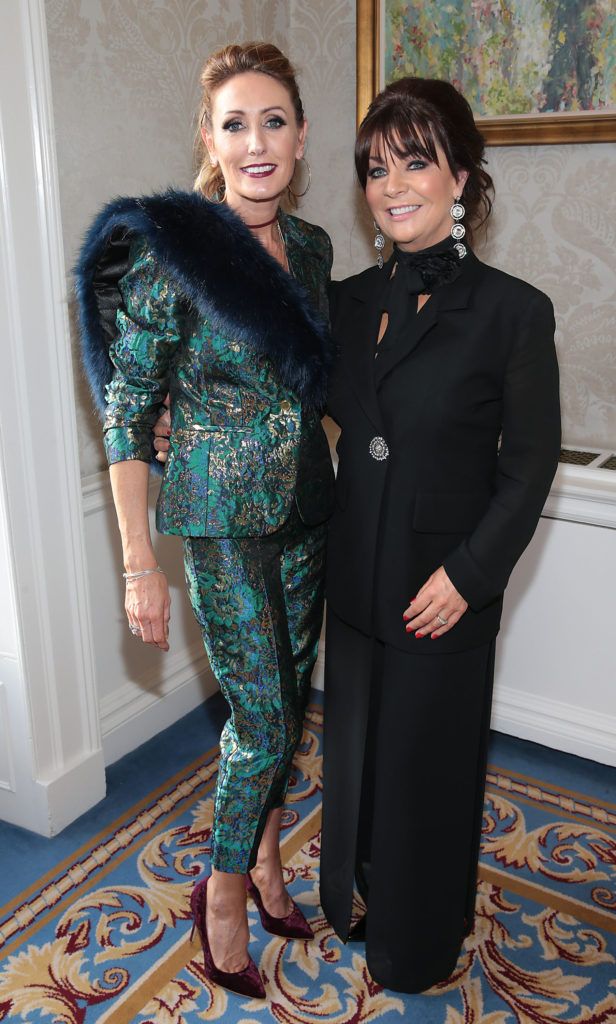 Amanda Cummins and Anne Wolverson at the Cari Charity Christmas lunch at the Shelbourne Hotel, Dublin (Picture Brian McEvoy).